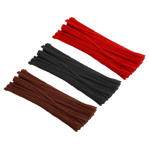 PATIKIL 30CM/12Inch Pipe Cleaners, 300 Pack Flexible Chenille Stems for DIY Art Creative Crafts Party Decorations Handicrafts Handwork, Red,Black,Dark Coffee
