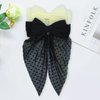 GOORAIFU Hair Bows for Women, 2pcs Black Beige Hair Clips Girls, Hair Barrettes with Long Tail Chiffon Ribbons Cute Hair Accessories