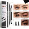 Vawolecy Microblading Eyebrow Pen, Brow Pencil 2-in-1 Dual-Ended Eyebrow Pencil with Micro-Fork-Tip Applicator and Precise Brush-Tip Create Hair Like Brows, Last All-Day