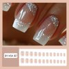 24Pcs French Tips Press on Nails Short Square Fake Nails Acrylic Nails White False Nails with Star Glitter Design Glossy French Nude Glue on Nails Stick on Nails for Women and Girls Nail Decorations