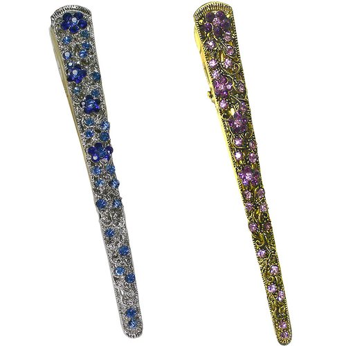 Set of 2 JCGY Alligator Strong Metal Hair Clips Long Duckbill Clips Beakclips for Hair Upstyling for Women Girls NM110-2nSapGpur