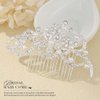 Latious Flower Bride Wedding Hair Comb Silver Pearl Bridal Hair Clip Crystal Hair Piece Sparkly Hair Accessories for Women and Girls
