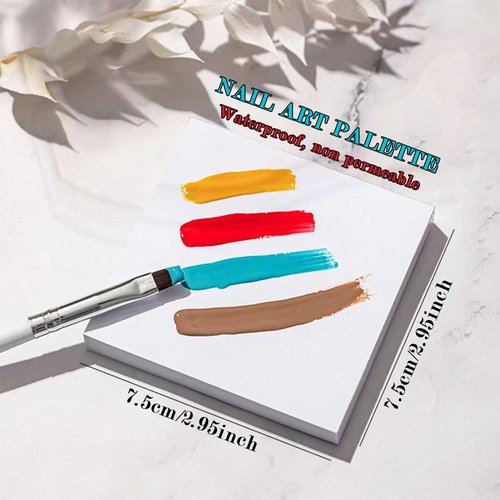 Snmzlc 100 Pages Nail Polish Palette Paper,Disposable Nail Art Mixing Palette Papers Portable Waterproof Drawing Makeup Palette Nail Gel Mixing Tool US241