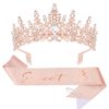 CIEHER Sweet 16 Sash, Rose Gold Crown, Pearl Pin Set - Birthday Party Decorations, Tiara, Gift for Girls