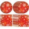 40Pcs Christmas Winter Snowflake Decorations Christmas Paper Plates and Napkins Kit for 20 Guests Red Christmas Snowflake Winter Wonderland Tableware for Winter Holiday Christmas Party Supplies