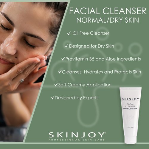 Skinjoy Facial Cleanser for Normal and Dry Skin, Gentle Face Wash, Makeup Remover, Gluten-Free Paraben-Free Sulfate-Free Cleanser Face Wash - 4 fl oz