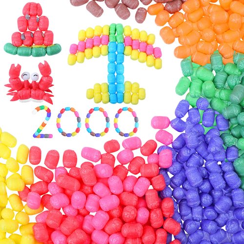 Junkin 2000 Pcs Magic Foam for Crafts Bulk Puffs Corn Craft Kit for Preschool DIY Kindergarten School Stem Building Model Toys Stimulates Creativity Supplies Back to School Crafts