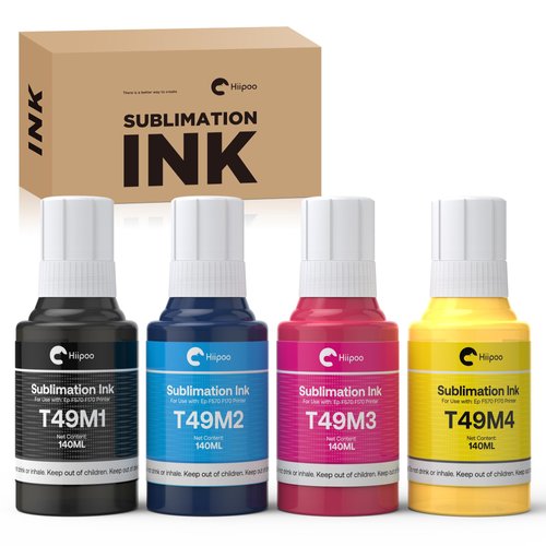 Hiipoo 560ML T49M Sublimation Ink for Epson Surecolor F170 F570 Sublimation Printer(T49M1 T49M2 T49M3 T49M4 Autofill/ICC-Free/Anti-UV)