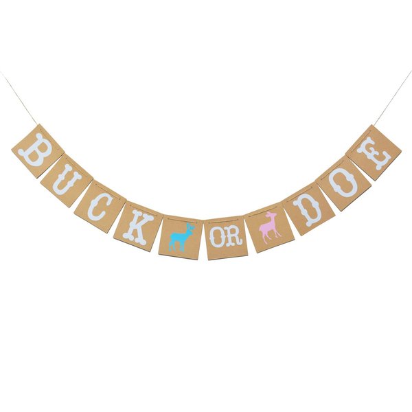 Qttier Buck Or Doe Banner Garland for Baby Shower Decorations Gender Reveal Pregnancy Announcement Party Supplies