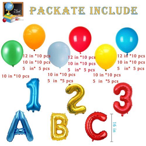 128 pcs Back to School Balloons Arch Garland Classroom Party Decoration Welocme Back to School Party Supplies for School Theme Birthday Party Decorations