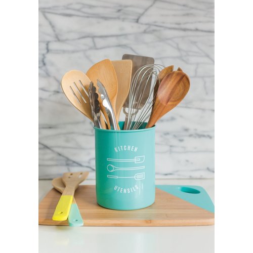 Now Designs Powder-Coated Steel Utensil Crock, Turquoise