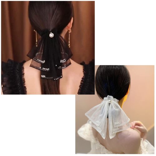JKQBUX 2 Pcs Hair Scarf Hair Scrunchies Lace Heart Scrunchie Hair Bands Ponytail Holder Scrunchy Ties Elegant Accessories for Women Girls