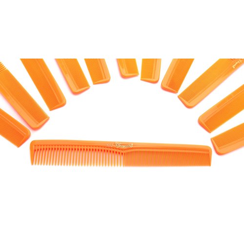 Krest Cleopatra 7 inchAll Purpose Barber Comb. Flat Back Styler Comb. Numbered ruler Comb. Neon Orange. 12-Pack