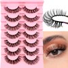 Russian Strip D Curl Lashes, Flu-ffy 18mm Fake Faux Mink Lashes that Look Like Extensions Curly Volume Wispy Eyelashes Natural Look 7 Pairs Pack(7P-E11)