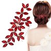 Red Wedding Crystal Hair Comb Elegant Bridal Wedding Hair Piece Teardrop Crystal Rhinestone Hair Accessories for Women Prom Party Photography