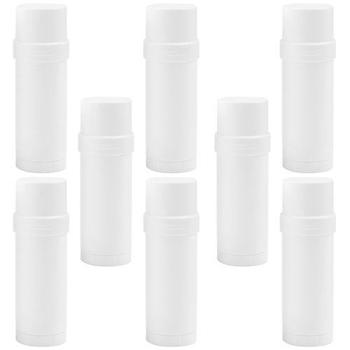 60ml/2oz Plastic Deodorant Containers Round Twist Up Empty Bottles Refillable Stick Deodorant Tubes for Heel Balm Lotion Bar Crayon DIY Lipstick - 8 Pack