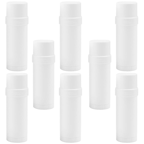 60ml/2oz Plastic Deodorant Containers Round Twist Up Empty Bottles Refillable Stick Deodorant Tubes for Heel Balm Lotion Bar Crayon DIY Lipstick - 8 Pack