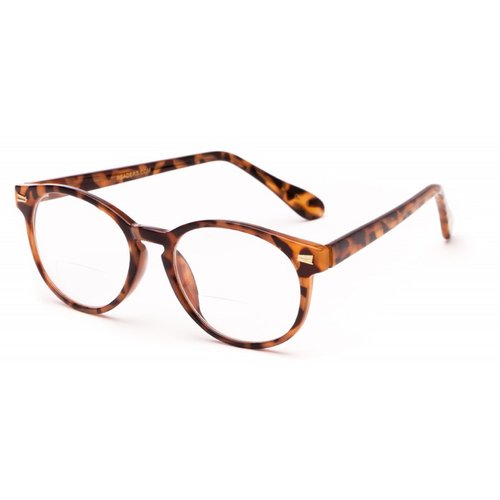 IB The Actor BIFOCAL Unisex Round Reading Glasses, Readers for Men and Women, Light Brown Tortoise +2.25