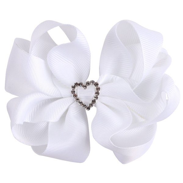 Baby Girls 4.3 inch Shiny bow Clips hairpin ribbon Teen Girls Cclip knotted Double Hair Clip hair accessory.(FJ41) (White)