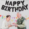 16 Inch Happy Birthday Banner Balloon, Black Happy Birthday Letters Foil Balloons with Ribbon, Self Inflating Happy Birthday Letter Balloon Bunting for Men Women Birthday Party Decorations Supplies