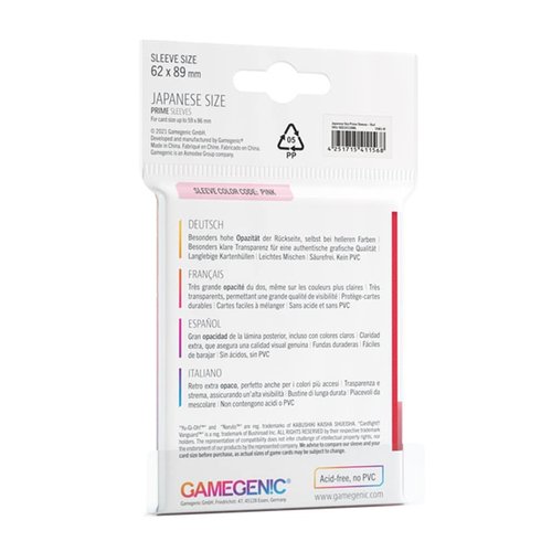 Prime Japanese Size Card Sleeves | 60 Pack of 62 mm by 89 mm Card Sleeves | Premium Quality Card Game Holder | Use with TCG and LCG Games | Red Color | Made by Gamegenic