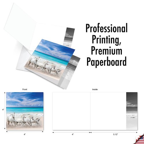 The Best Card Company - 12 Beautiful Blank Note Cards Bulk (4 x 5.12 Inch) (4 Designs, 3 Each) - Gallops and Greetings MQ5074OCB-B3x4