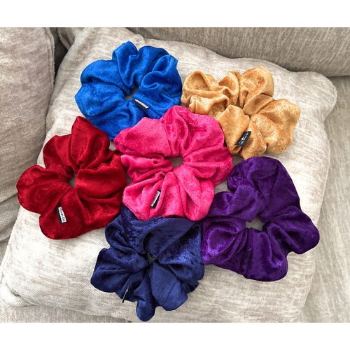 XL Jumbo Velvet Scrunchie For Hair, Scrunchy for Women Girls, Durable Elastic Band Ties to Hold Thick, Straight, Curly Hair - Breakage, Frizz Prevention (Navy)