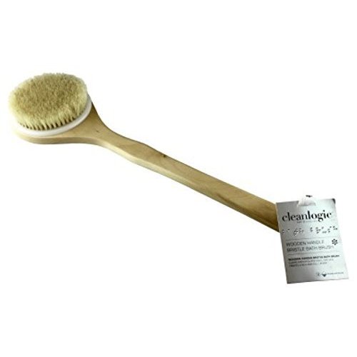 Clean Logic Wooden Handle Bristle Bath Brush (2 Pack)