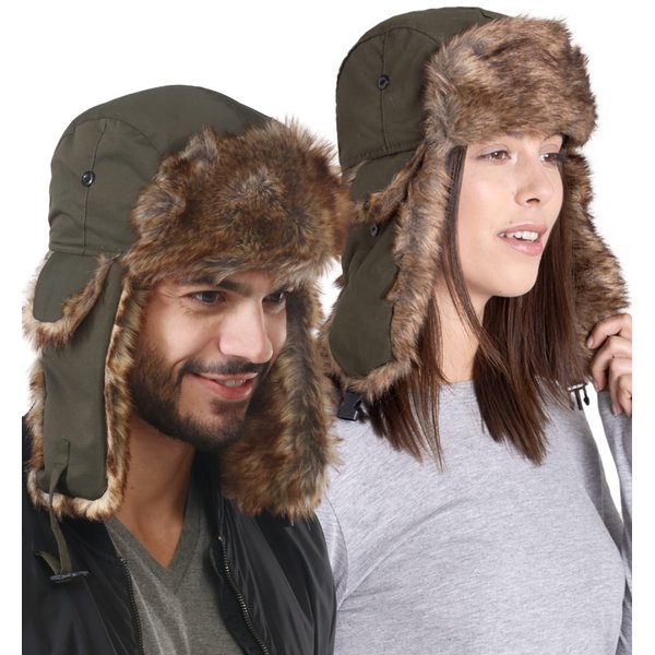 Tough Headwear Winter Trapper Hat - Russian Ushanka Trooper Aviator Hats for Men & Women - Snow Eskimo Hat with Ear Flaps