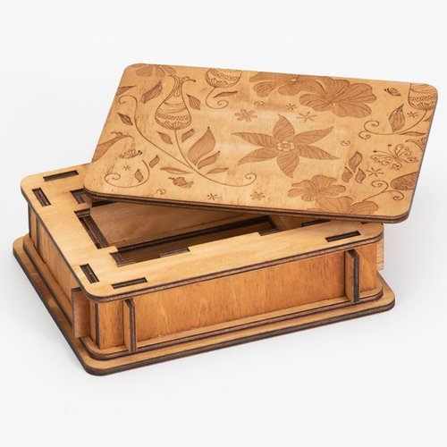 Bits and Pieces - Botanical Box Brainteaser - Wooden Puzzle Gift Box - Secret Compartment Brain Game