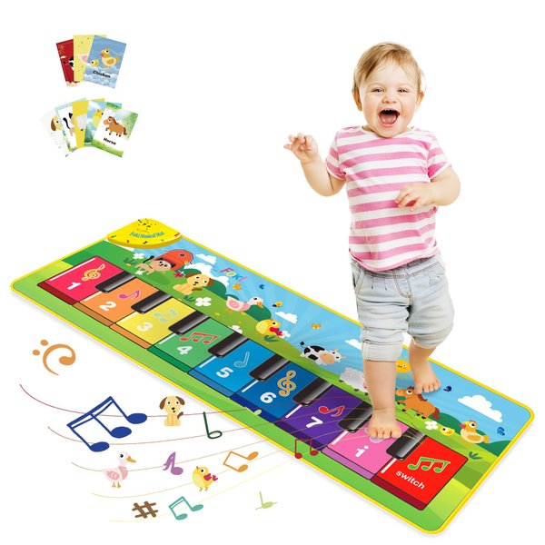 FOKI Floor Piano Mat for Toddlers, Baby Kid Sensory Educational Dancing Keyboard Carpet Animal Sounds Blanket Touch Playmat Musical Mats Birthday Toddler Toys for 1 2 3 4 5 Year Old Boy Girl Gifts