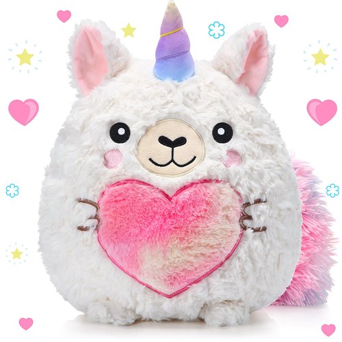 Leyndo 14 Inch Llamacorn Plush Throw Pillow Cute Unicorn Llama Stuffed Animal Soft Llama Plush Pillow for Christmas Birthday Gifts Valentine's Day Favors Bedroom Sofa Car Party Decor