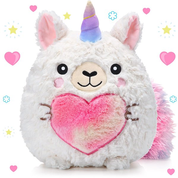 Leyndo 14 Inch Llamacorn Plush Throw Pillow Cute Unicorn Llama Stuffed Animal Soft Llama Plush Pillow for Christmas Birthday Gifts Valentine's Day Favors Bedroom Sofa Car Party Decor