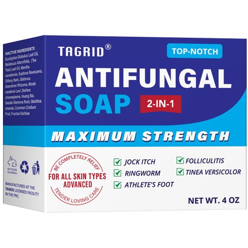 TAGRID Antifungal Soap Kit, Tea Tree Soap, Antifungal Face Wash, Antibacterial Treatment for Body Jock Itch, Ringworm, Athlete's Foot, Folliculitis, Tinea Versicolor, Fungal Acne Treatment (TOP-NOTCH)