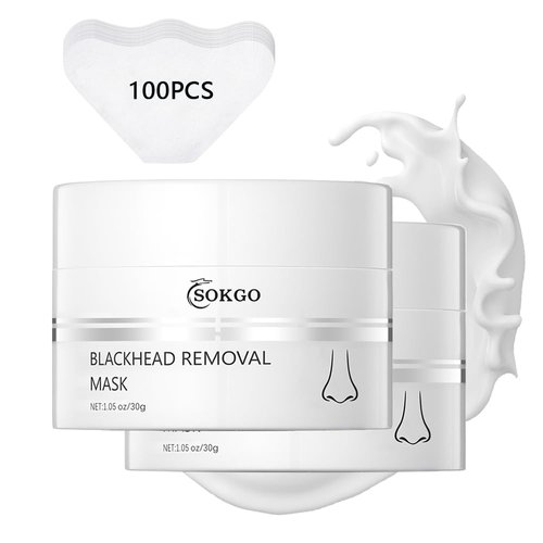 Fovcos Blackhead Removal Mask with 50 PCS Pore Strips, Deep Cleansing, Moisturizing Oil Control Shrink Remove Blackheads, Shrink Pores, Improve Skin Tone for All Skin Types