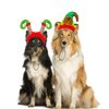Whaline 2Pcs Holiday Dog Headbands Christmas Pet Costumefor Headwear Elf Hairband Head wear for Cat Dog Puppy, Fluffy Head Wrap with Bow, Red Green