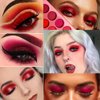 Afflano Red Eyeshadow Palette Makeup, Ultra Pigmented and Blending Bright Dark Hot True Red Eye Shade 12 Color, Cruelty Free Velvet Matte Shimmer Warm Fall Sunset Pink Red Eye Shadow Pallet