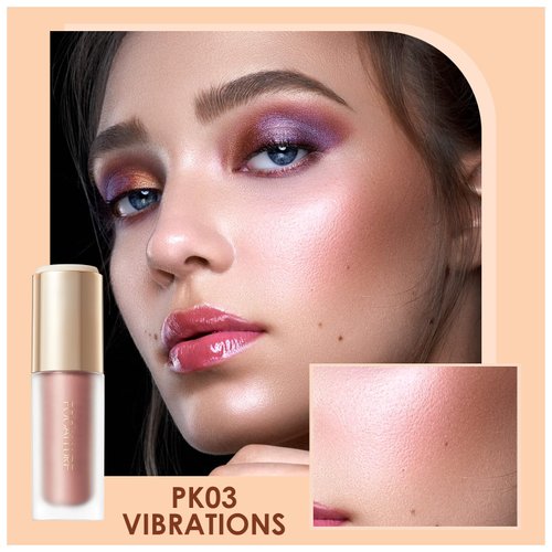 FOCALLURE Shimmer Liquid Highlighter, Smooth Cream Formula and Non-greasy Finish,Delivers a Natural Glow, Long Lasting Illuminator Highlighter Face Enhancing Makeup,Vibrations