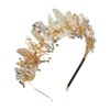 Bubbmi Raw Crystal Headband with Pearl Flowers, Quartz Rhinestone Bridal Tiara Crown Headpiece for Women Girls (golden)