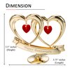 Matashi Gift for Couple - 24K Gold Plated "Happy Anniversary" Inscribed Double Heart Table Top Ornament w/Red Crystals - Wedding Anniversary Giftss for Her - Cake Topper & Mothers Day Gift for Mom