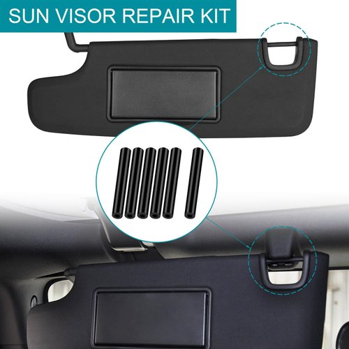 6PCS Sun Visor Repair Kit for Jeep Wrangler JK JKU 2007-2017, Rubber Black Repair Tube for Jeep Wrangler Visors, Driver & Passenger Side Sunvisor