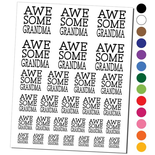 Awesome Grandma Fun Text Temporary Tattoo Water Resistant Fake Body Art Set Collection - Black (One Sheet)