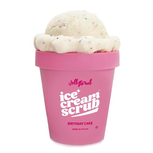 Ice Cream Scrub - Clean Moisturizing Sugar Scrub w/Whipped Shea Butter & Nourishing Oils – Birthday Cake Scent – Fights Dry Skin & Creates Long Lasting Hydration - 200ml by JollyScrub