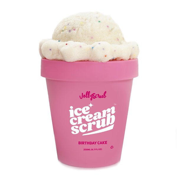 Ice Cream Scrub - Clean Moisturizing Sugar Scrub w/Whipped Shea Butter & Nourishing Oils – Birthday Cake Scent – Fights Dry Skin & Creates Long Lasting Hydration - 200ml by JollyScrub