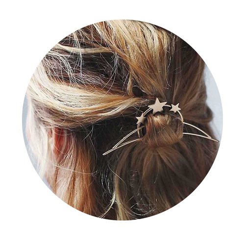 Iaceble Minimalist Hollow Circle Haripin Hair Clip Gold Star Hair Stick Barrette Geometry Circle Hair Clips Barrette Open Circle Hair Pin Headclip Accessory for Women and Girl Headdress (gold)