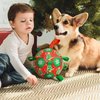 ShuRung Christmas Soccer Ball Dog Toy with Straps Dog Interactive Play Balls for Tug of War Christmas Tree & Snowflower Pattern Dog Soccer Ball for Small Medium Big Size Dog (8 inches)