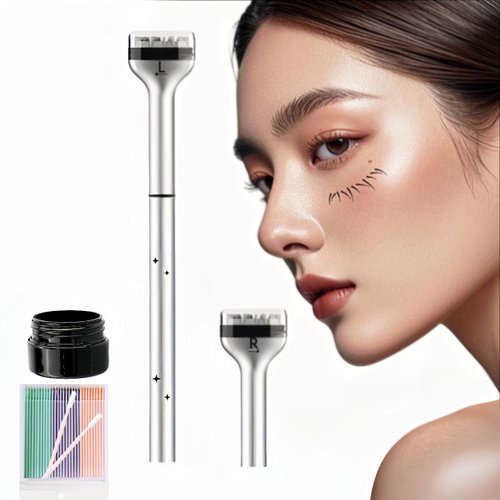 Lower Lash Stamp, 2-in-1 Waterproof Eyeliner & Lower Eyelash Stamp Set with Ink, Beauty Lash Extension Kit, Lower Eyeliner Stamps Quick Eye Natural Look Makeup Tool for Makeup Beginners (BROWN)