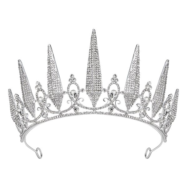 SWEETV Baroque Wedding Tiara for Women, Silver Pageant Tiaras and Crowns, Costume Party Accessories for Birthday Halloween Prom