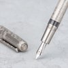 Hongdian 100 Piston Fountain Pen Silver Steel, Iridium Medium Nib Calligraphy Pen, Smooth Writing Pen with Pen Case Set