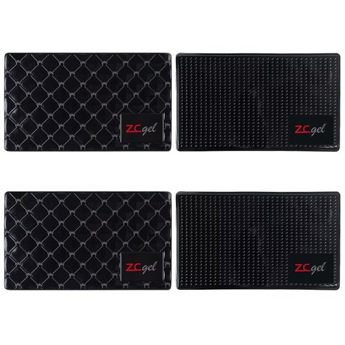 ZC GEL Sticky Dash Pad (4 Pack), Removable and Traceless Car Dashboard Mat with Heat Resistant, Sticky Non-Slip Dashboard Gel Pad for Cell Phone, Sunglasses, Keys, Coins and More (Size: 5.9" x 3.5")